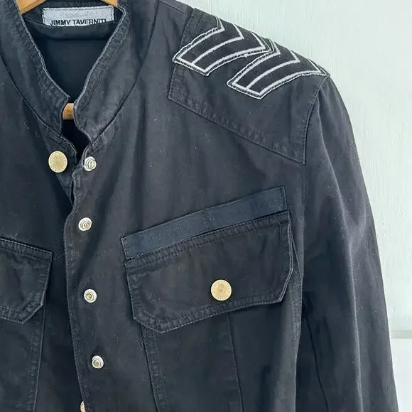 Made in Italy Jimmy Taverniti Vintage Y2K Black Military Cotton Jacket small - Picture 8 of 9